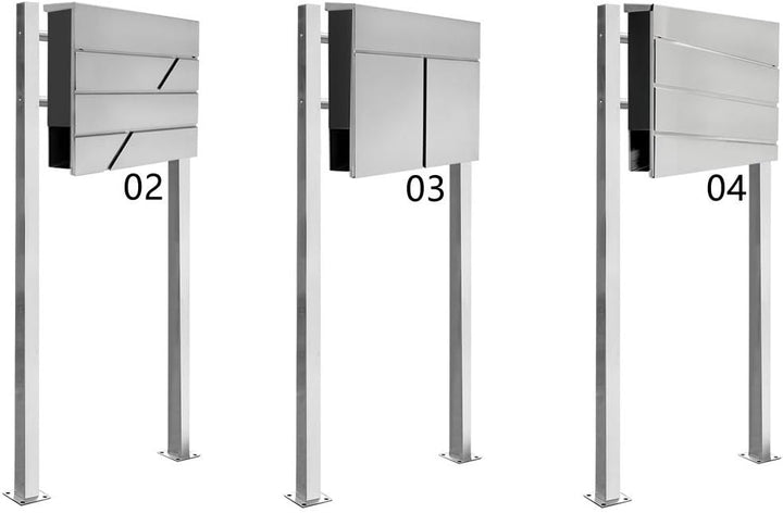 Edelstahl Briefkasten Set Standbriefkasten Ständer Zeitungsrolle Freistehend Zweifarbig Anthrazit V2