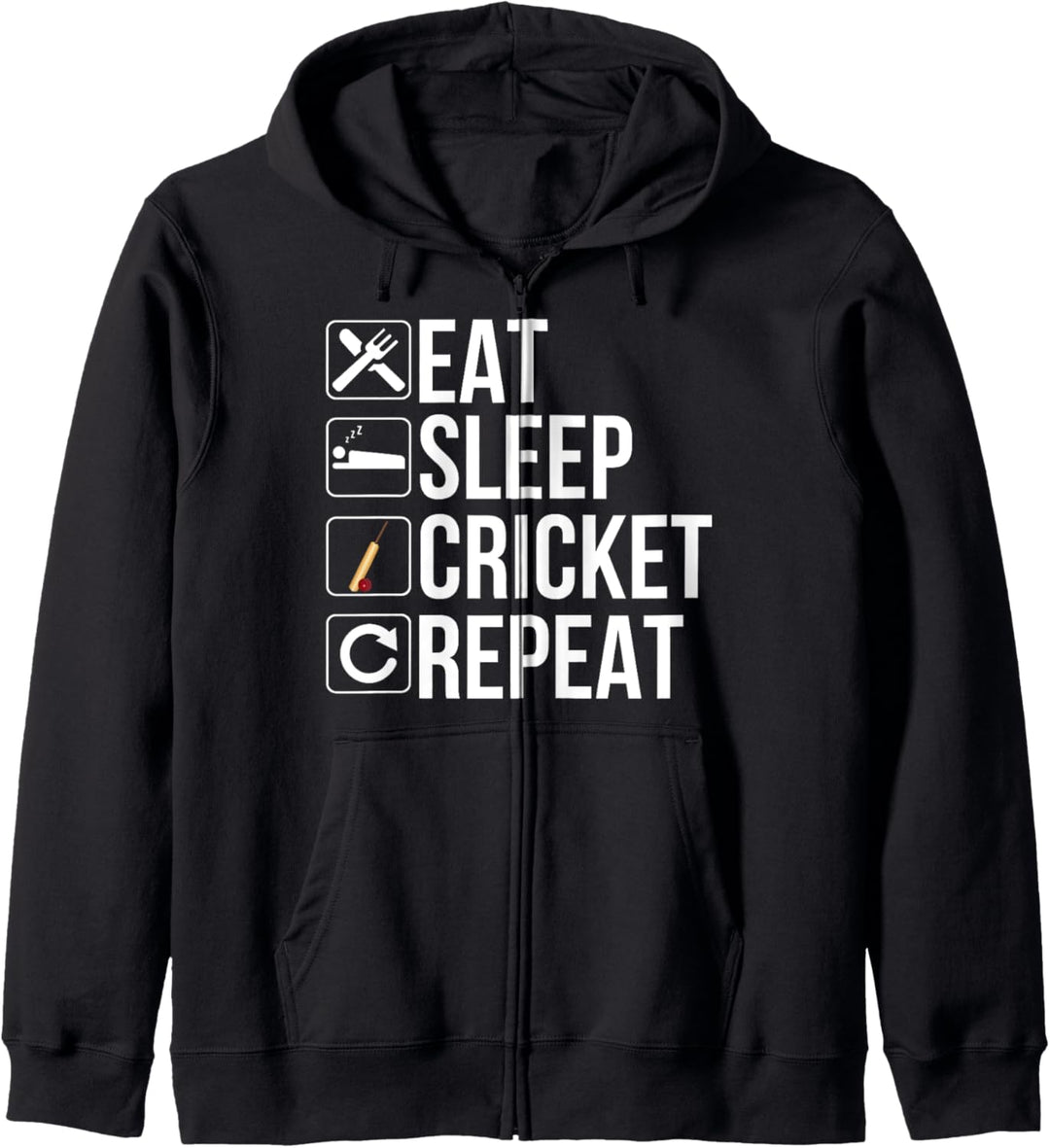 Cricketspieler Lustig - Eat Sleep Cricket Repeat Kapuzenjacke