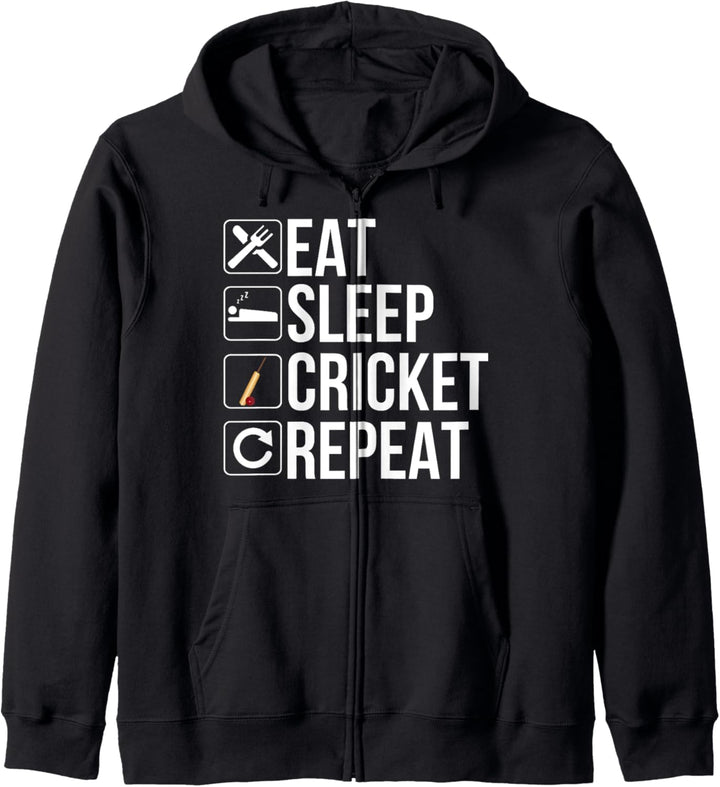 Cricketspieler Lustig - Eat Sleep Cricket Repeat Kapuzenjacke