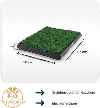 PETSWORLD Hundetoilette mit Kunstrasen | Ideales Training für Welpen | Auffangschale für leichte Rei
