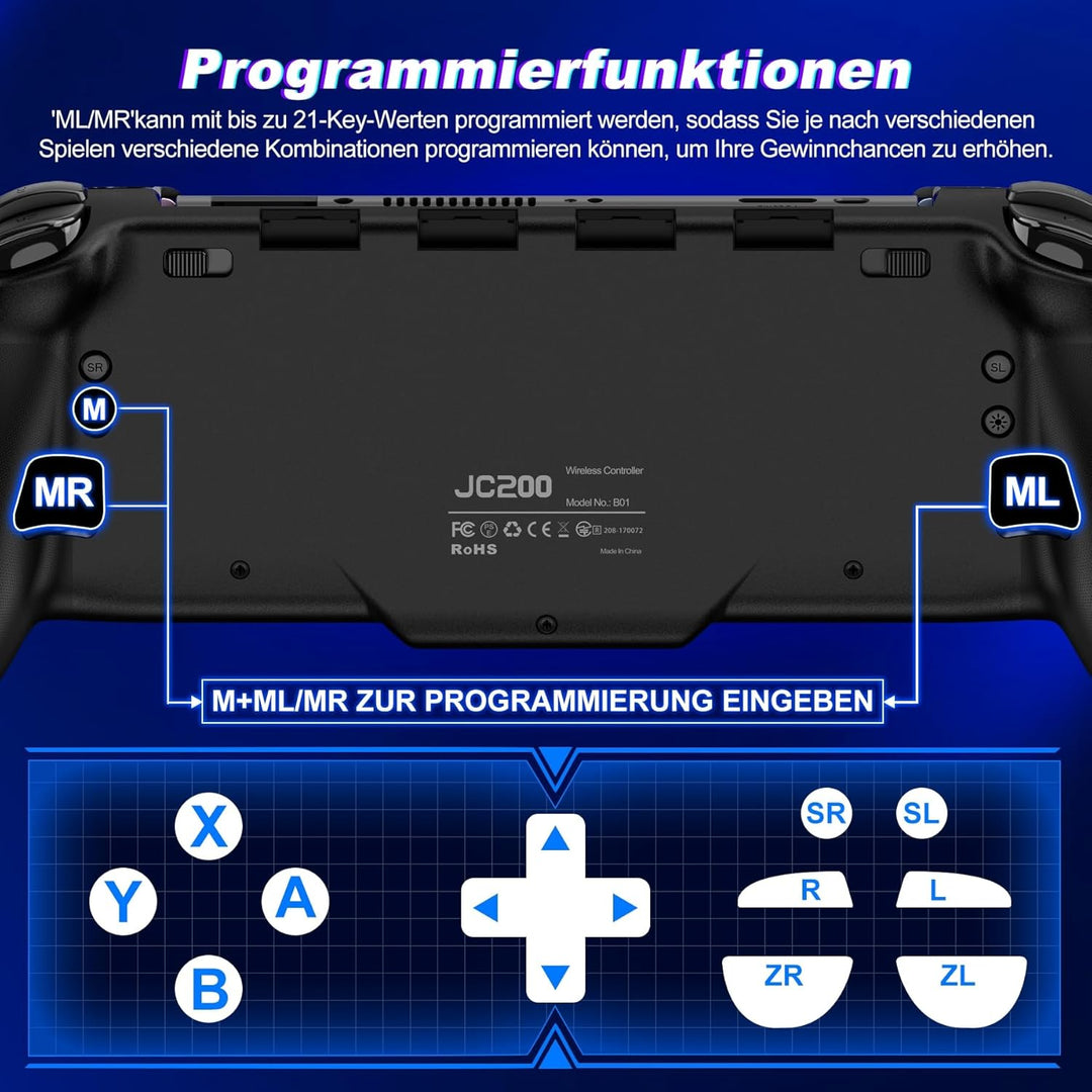 ALEEMTRY Switch Controller, Wireless für Handheld-Modus Mit Turbo/1000mAh/Programmierbare/6 Achsen G