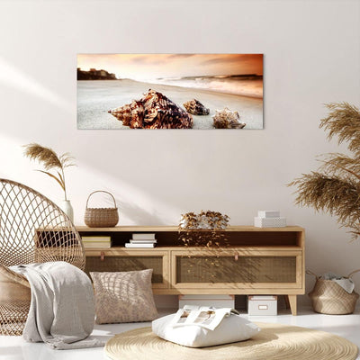 Panorama Bilder auf Leinwand 100x40cm Leinwandbild Strand schön karibisch bunt Gross Wanddeko Bild S