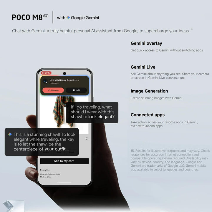 Poco M8 8+256 Silver (No Power Adapter Included)