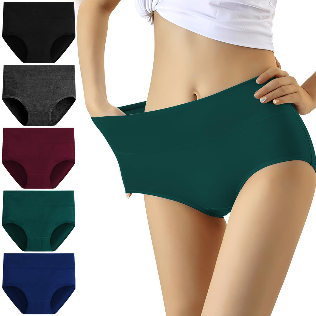 YouShow Unterhosen Damen 5er Pack Baumwolle Hohe Taille Unterwäsche Slip Stretchanteil S Mehrfarbig-