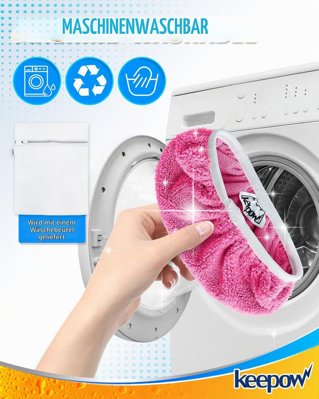KEEPOW 8 Stück Mikrofaser Tücher für Swiffer Bodenwischer, Nass &amp; Trocken, Wiederverwendbare für Swi