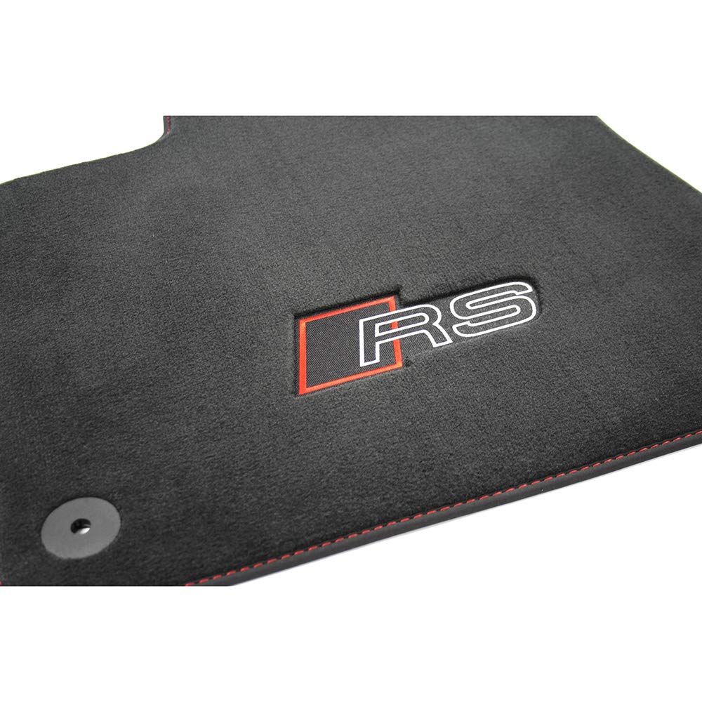 Textilfussmatten RSQ8 Premium Velours Fussmatten 4x Stoffmatten schwarz/rot 4M1863011HRPP, mit RS Sc
