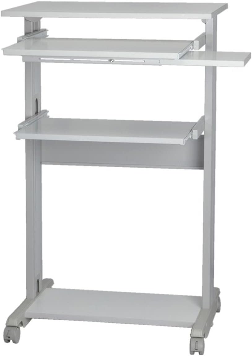 RS PRO Computerarbeitsplatz Grau, Weiss, auf Rollen mit Tastaturablage, B 680mm H 1100mm T 540mm aus