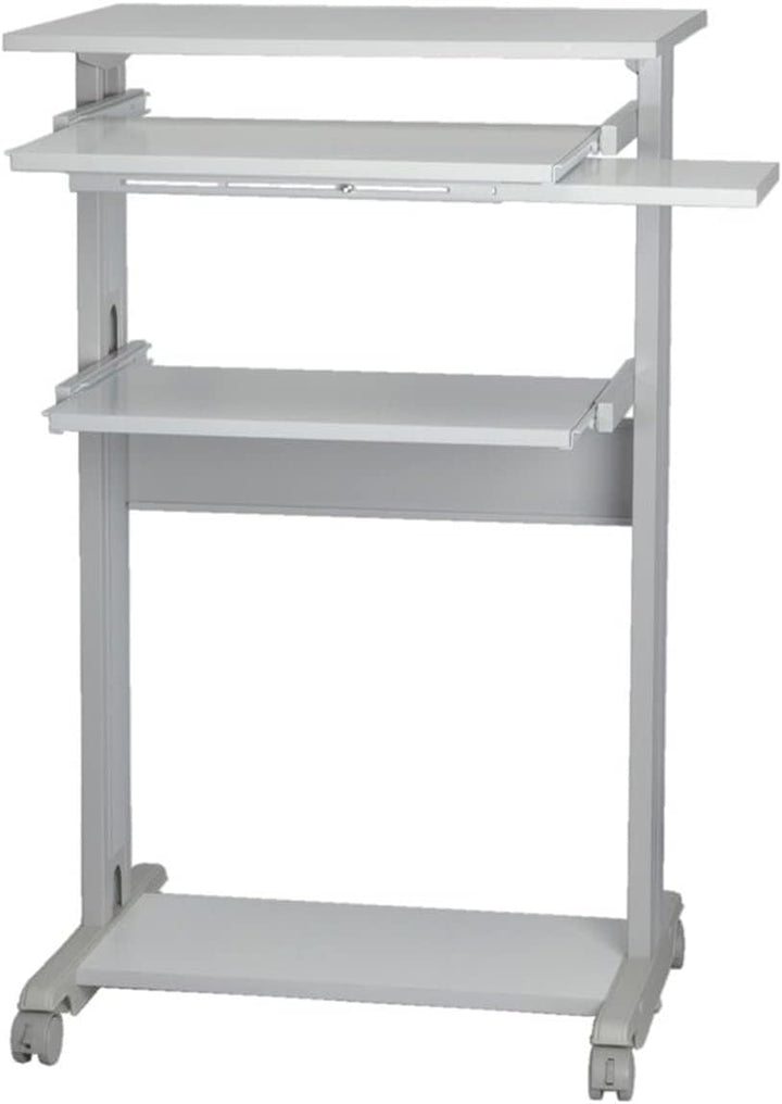 RS PRO Computerarbeitsplatz Grau, Weiss, auf Rollen mit Tastaturablage, B 680mm H 1100mm T 540mm aus