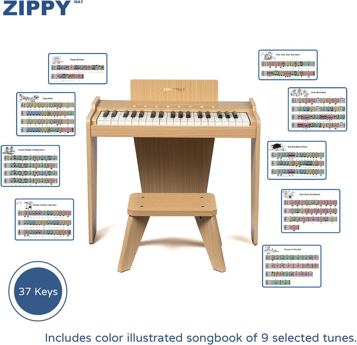 ZIPPY MAT Kinderklavier, 37 Tasten Digitalpiano für Kinder, berührungsempfindliches Bedienfeld, Laut