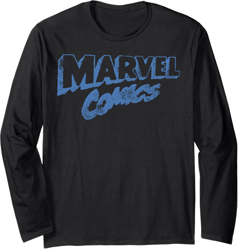 Marvel Comic Retro Blue Logo Langarmshirt