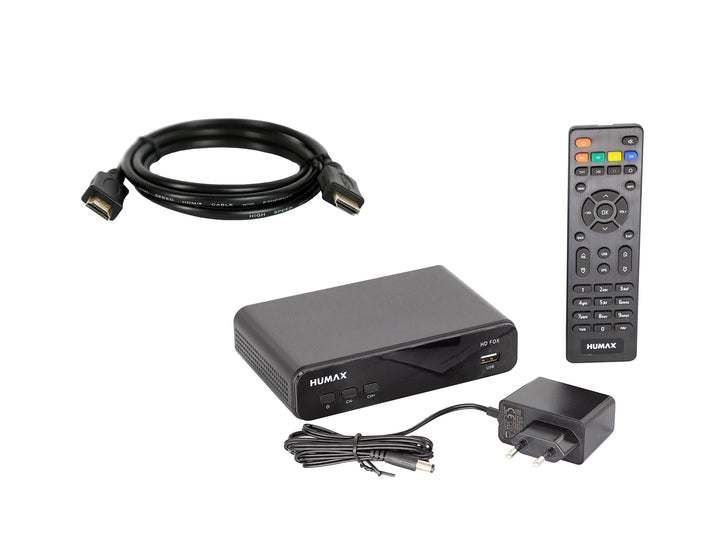 Humax HD Fox Digitaler HD Satellitenreceiver 1080P Digital HDTV Sat-Receiver mit 12V Netzteil Campin