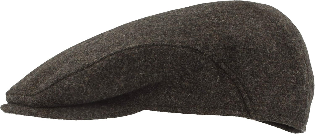 Breiter Herren Winter Schiebermütze mit Ohrenklappen Flatcap Schirmmütze 100% Wolle mit ausklappbare