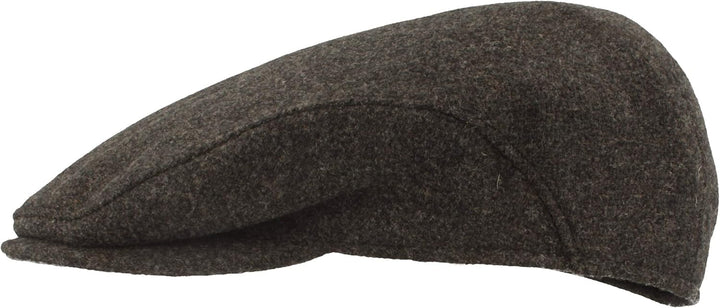 Breiter Herren Winter Schiebermütze mit Ohrenklappen Flatcap Schirmmütze 100% Wolle mit ausklappbare