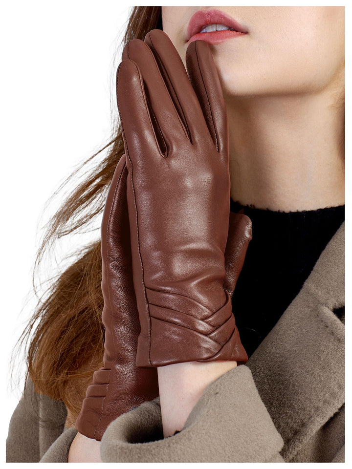 GSG SINCE 1998 Lederhandschuhe Damen aus chromfreiem Lammfell, Gefüttert mit Wolle/Kunstfell, Thermo