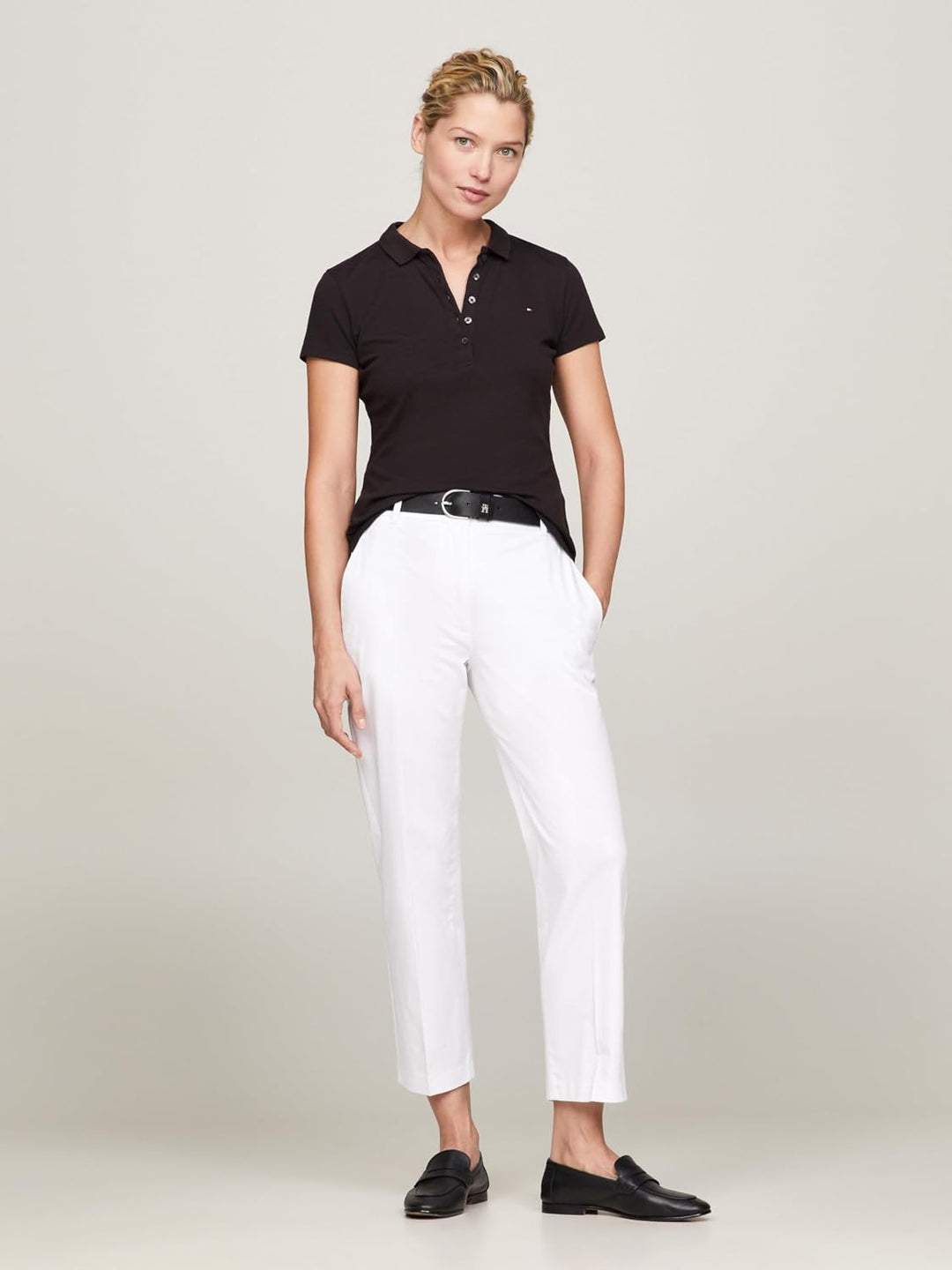 Tommy Hilfiger Damen Poloshirt Kurzarm Heritage Slim Fit XXS Schwarz (Masters Black), XXS Schwarz (M