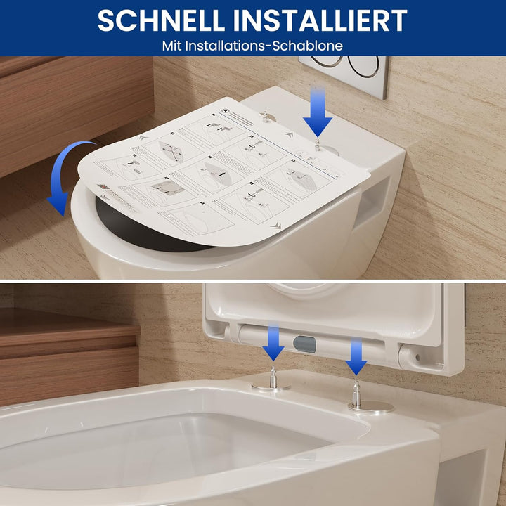 CECIPA Toilettendeckel mit Absenkautomatik, WC Sitz D Form, Klodeckel Weiss, Klobrille Quick Release