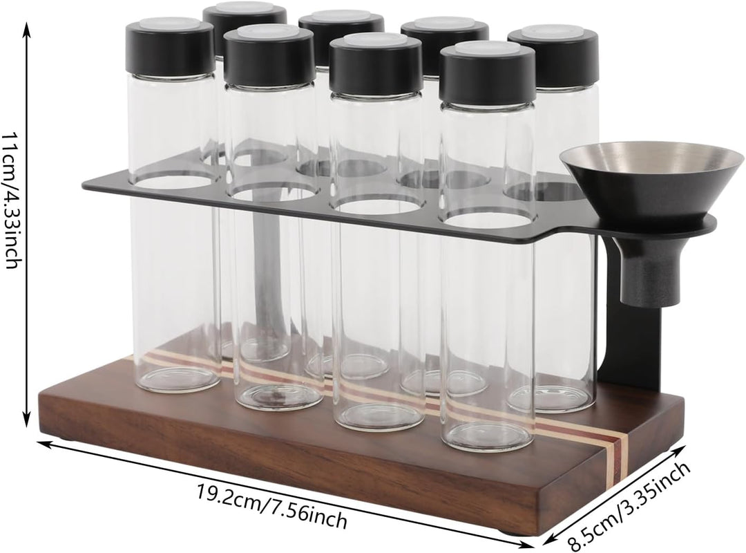 8 Tuben Kaffeebohnen Behälter, Einzeldosis kaffeedose mit Ständer und Trichter, Espressobohnen-Aufbe