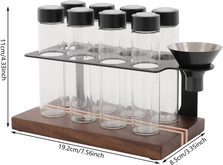 8 Tuben Kaffeebohnen Behälter, Einzeldosis kaffeedose mit Ständer und Trichter, Espressobohnen-Aufbe