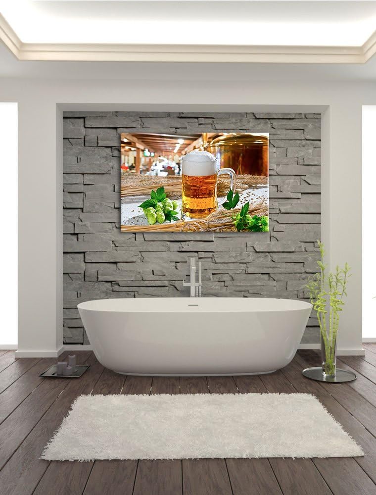 Deutsches frisches Bier Format: 100x70 auf Leinwand, XXL riesige Bilder fertig gerahmt mit Keilrahme