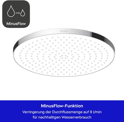 Duravit Universal Kopfbrausenset, Duscharm 410 mm, Duschkopf ((Ø 230 mm), Kopfbrause rund, Armatur i