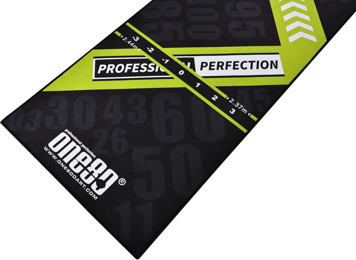 ONE80 Dart Poly Dart Mat Dartteppich incl. Oche Tape rutschfeste gummierte Unterseite 310x70 cm Dart