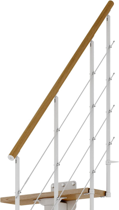 DOLLE Mittelholmtreppe - 11 Stufen - Geschosshöhe 228 – 300 cm - ¼-gewendelt - Stufen Eiche, lackier