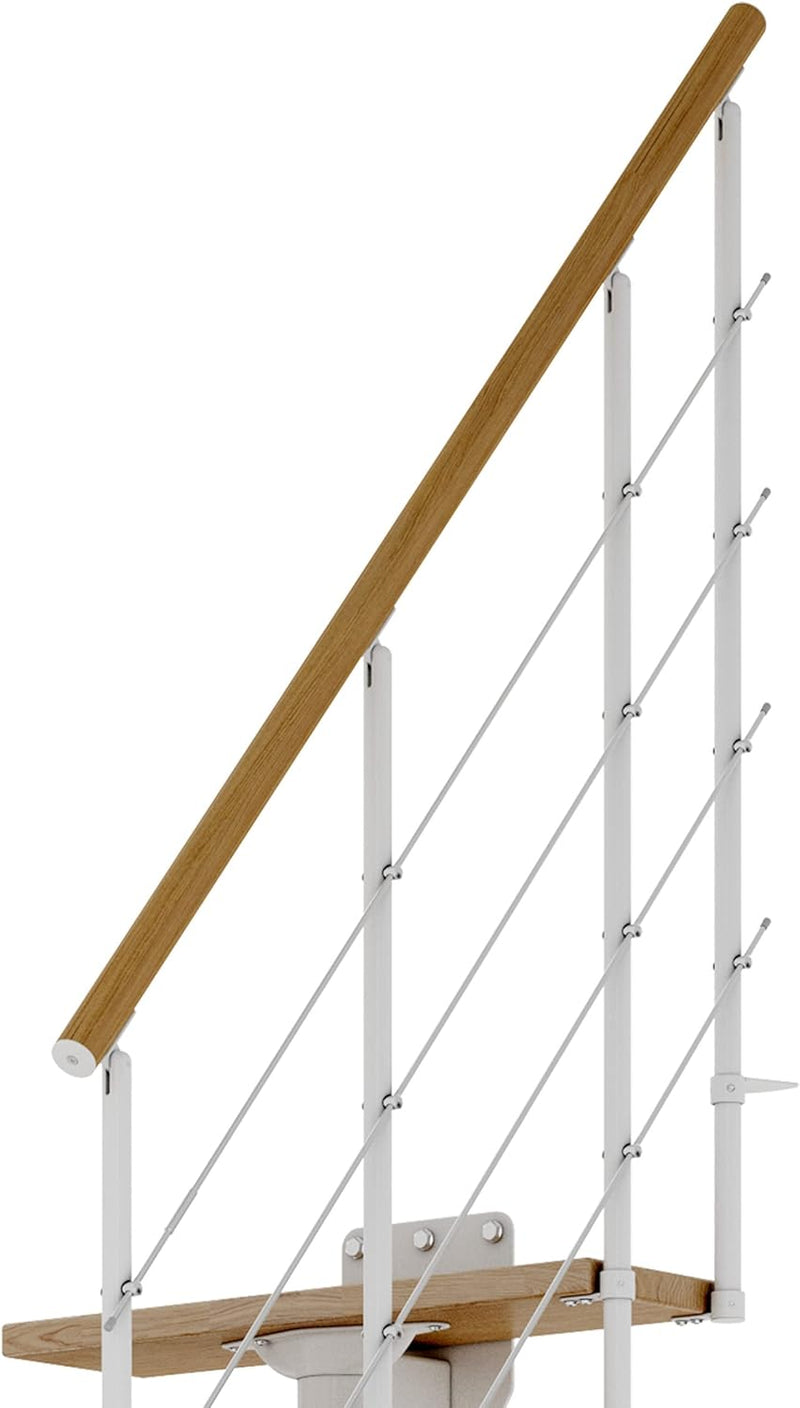 DOLLE Mittelholmtreppe - 11 Stufen - Geschosshöhe 228 – 300 cm - ¼-gewendelt - Stufen Eiche, lackier