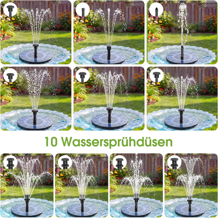 AISITIN Solarbrunnen für Draussen 2,5W, Solar Springbrunnen für Aussen Eingebaute 1200 mAh Akku Teic