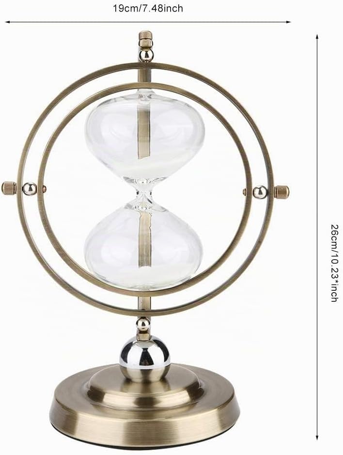 Sanduhr, Rotierende Sanduhr Timer 15 Minuten Vintage Metall Sanduhr Zeitschaltuhr aus Glas Sandglas