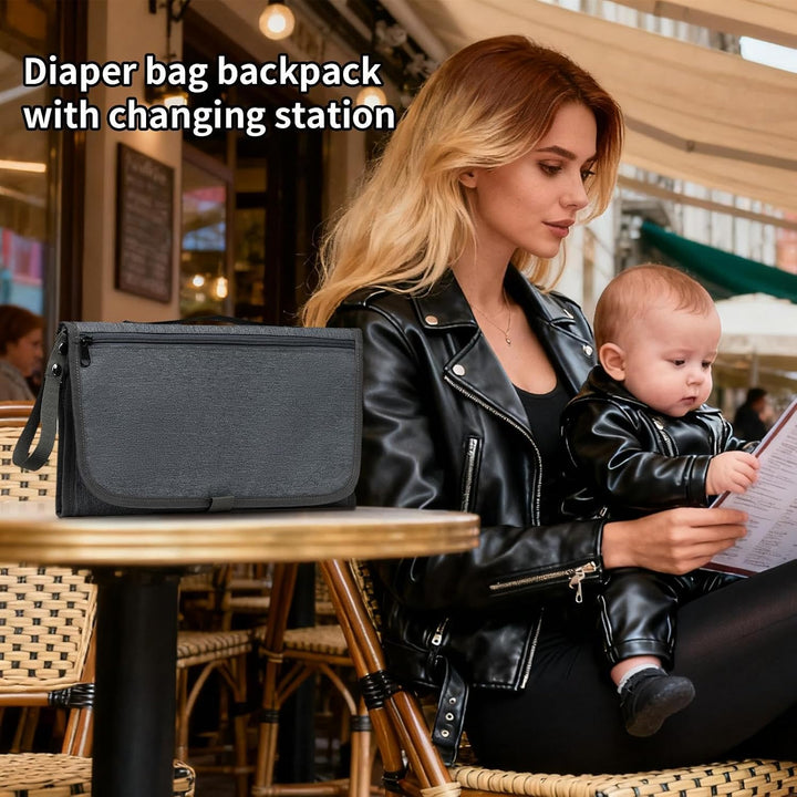 Wickeltasche Handtasche – wasserdicht mit Haken für Kinderwagen – Wickelunterlage mit Matratze, für
