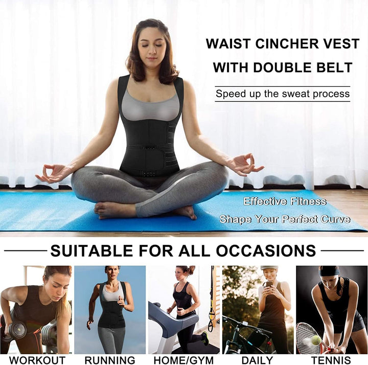 KUMAYES Sauna Weste Damen mit Bauchweggürtel Neopren korsett damen bauchweg waist trainer shapewear