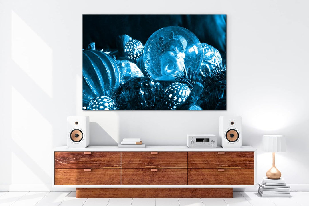 deyoli kleiner Engel in einer Kugel Format 80x60 Effekt: Monocrome Blau als Leinwandbild, Motiv fert
