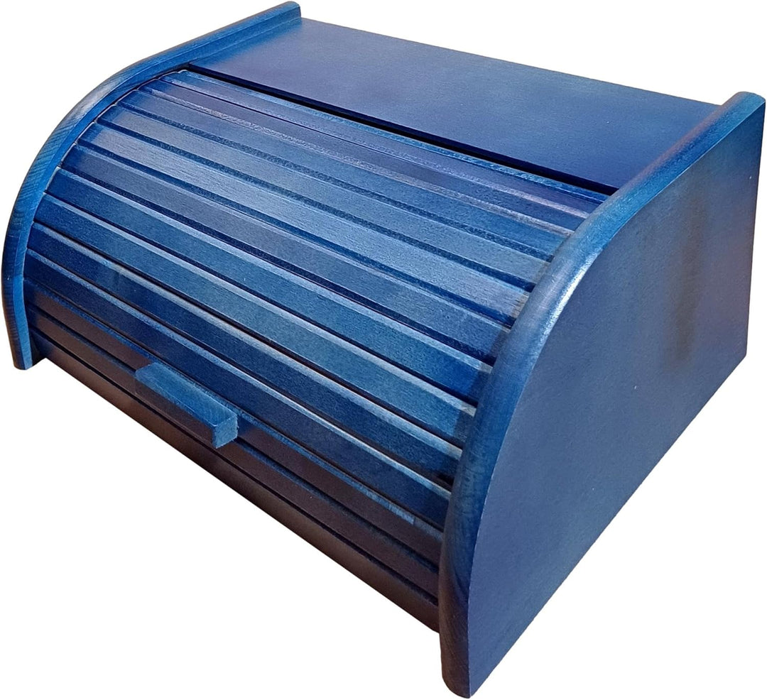 Brot-Box aus Holz, aufrollbar oder herunterklappbar, verschiedene Versionen erhältlich, holz, blau,