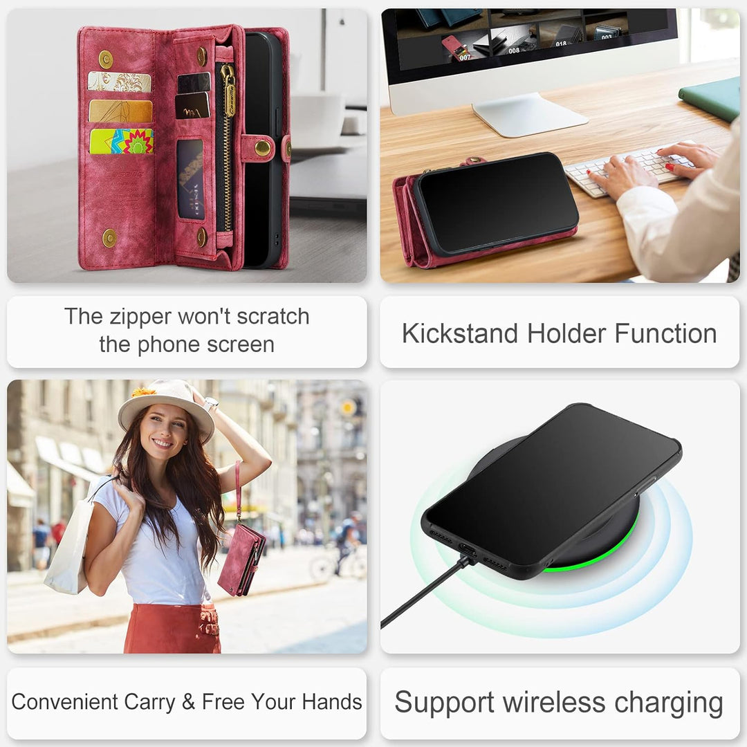 UFinetech 2-in-1 iPhone 11 Hülle Tasche Design Flip TPU Bumper Leder Abnehmbar Flexibel Magnetische