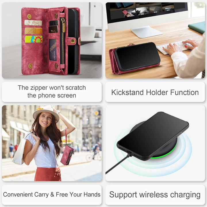 UFinetech 2-in-1 iPhone 11 Hülle Tasche Design Flip TPU Bumper Leder Abnehmbar Flexibel Magnetische