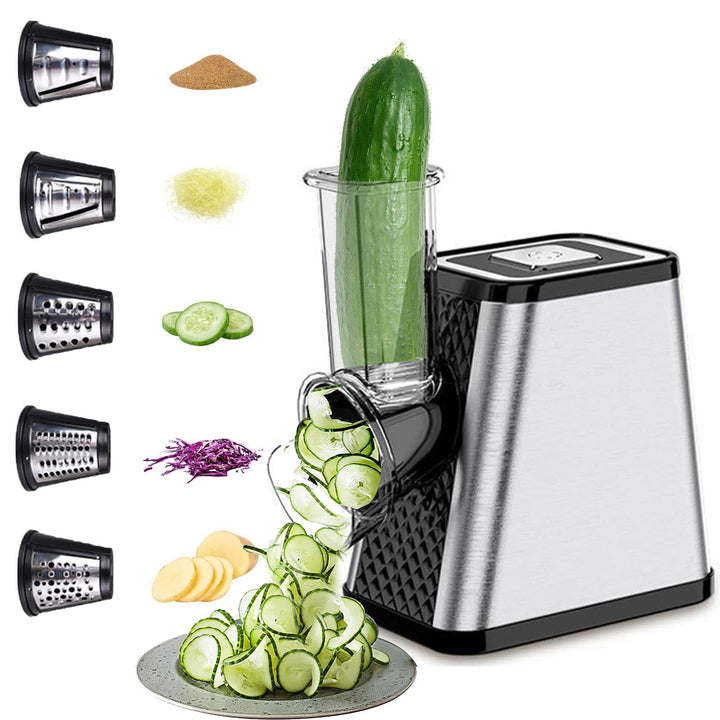 Gemüseschneider Elektrisch 5-in-1,Profi Gemüsehobel Edelstahl,Multi Gemüsehobel für Haus& Salat Zube