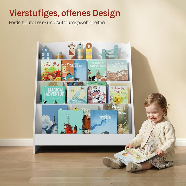 WOLTU Kinderbücherregal für Kinderzimmer Kindergarten, Bücherregal Kinder mit 4 Ebenen, Kinderregal