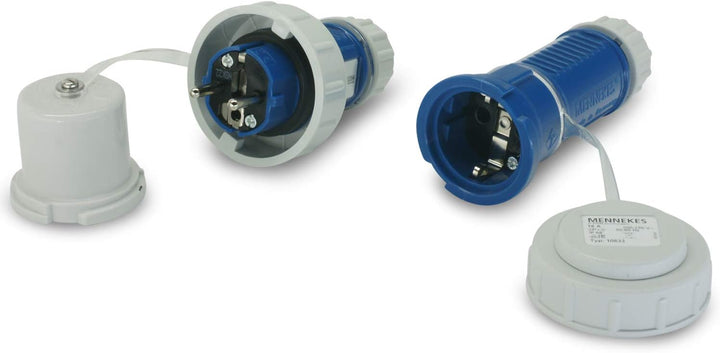 Stecker & Kupplung - Set SK 230V/16A IP68 druckwasserdicht blau/grau - Mennekes