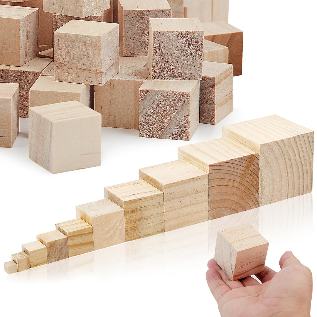 4 Stück Holzwürfel 70x70x70mm Klein Holzklotz Holzblock Kantholz Holzwürfel Blanko zum Basteln Wood