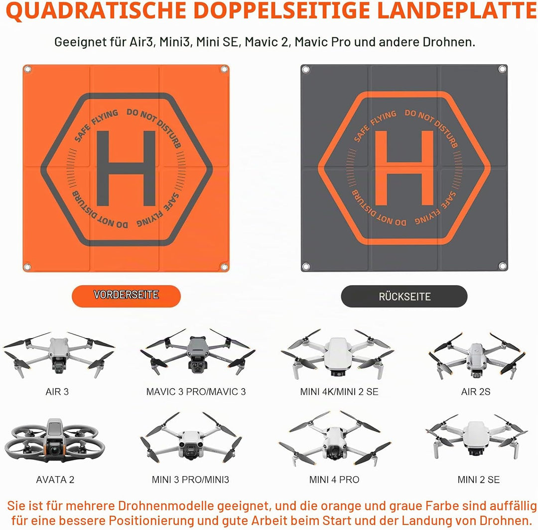 Bocguy Universeller Landeplatz Drohne, 65cm x 65cm Doppelseitiges PU Drohnen Landeplatz Faltbar Wass