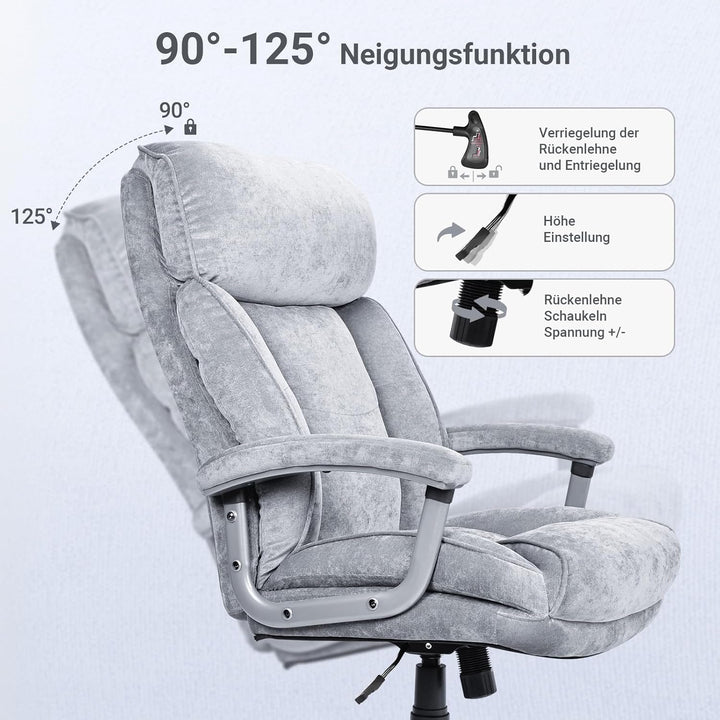 ACMELIFE Chefsessel, Computer-Bürostuhl mit extra Dicker Polsterung, gepolsterten Armlehnen, Kopfstü
