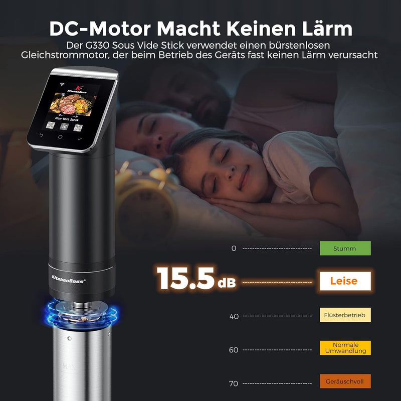 KitchenBoss Sous Vide Garer Stick WLAN: G330 Wifi Präzisionskocher Präziser Temperatureinstellung bi