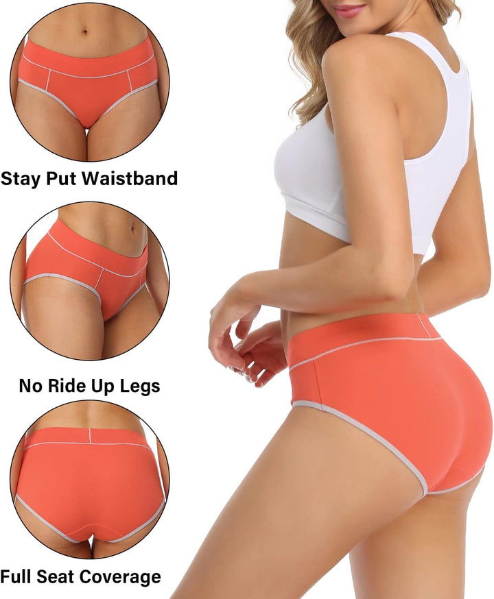 wirarpa Unterhosen Damen Midi Taille Slip Baumwolle Bequeme Unterwäsche Mehrpack, Mehrfarbig-2113f66