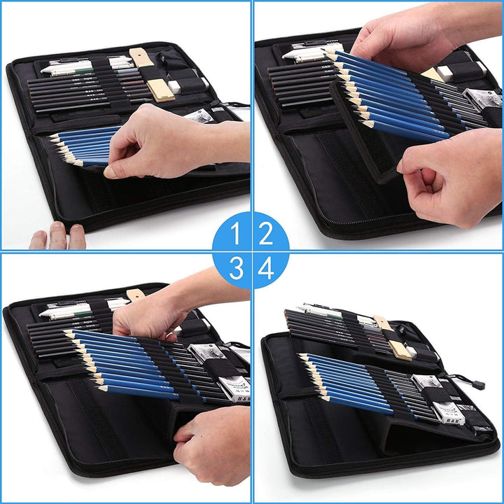 H & B 40 Stück Bleistifte Skizzierstifte Set Skizzieren und Zeichnen Professionelle Art Set mit Grap