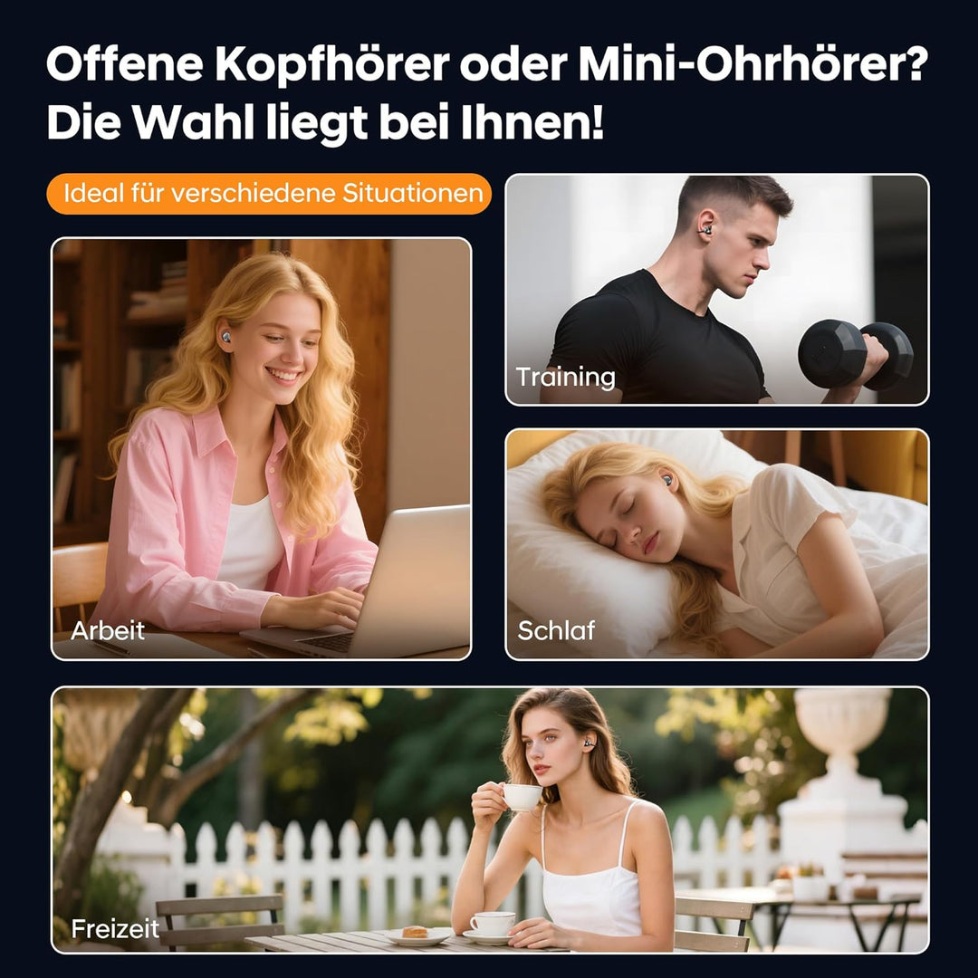 LESUN Schickes Open Ear Kopfhörer 6.0 &amp; Mini-Kopfhörer 2-in-1 Set mit 36 Std Akkulaufzeit, Bassstark