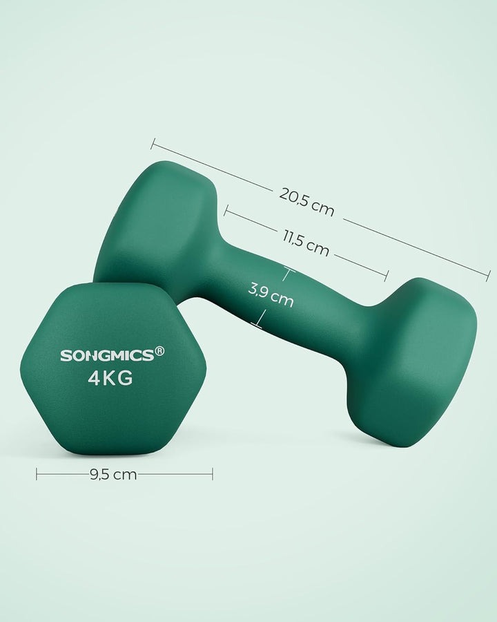 SONGMICS Hanteln, 2er Set, Hantelset, Kurzhanteln, Hexagon, Neopren-Beschichtung, Krafttraining, Wor