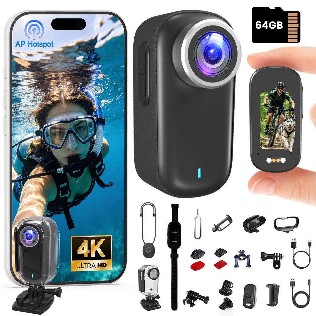 Bextgoo Bodycam, Action Cam 4K, Body Camera WiFi 64GB Dashcam Fahrrad Schwarz, Schwarz