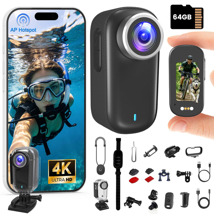 Bextgoo Bodycam, Action Cam 4K, Body Camera WiFi 64GB Dashcam Fahrrad Schwarz, Schwarz
