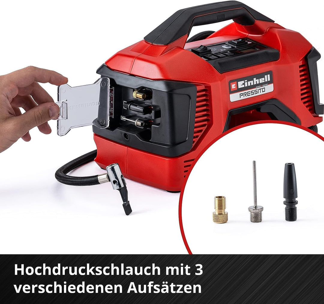 Einhell Akku-Kompressor PRESSITO Power X-Change (Li-Ion, 18/230 V, max. 11 bar, 71 cm Schlauchlänge,