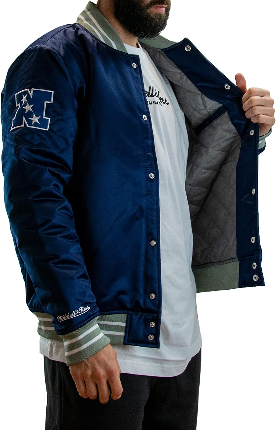 Mitchell & Ness NFL Heavyweight Satin Jacket S Dallas Cowboy - Navy, S Dallas Cowboy - Navy